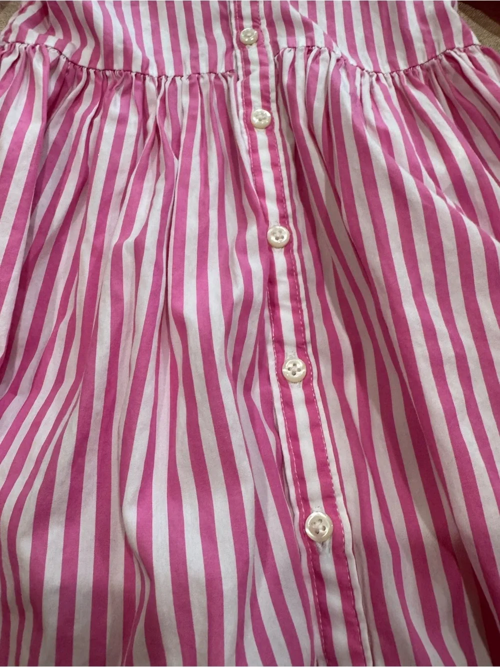 Ralph Lauren 2-Piece Pink White Striped Dress & Bloomers Set 18M Cotton Logo